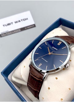 CASIO ساعة كاسيو انالوج بسوار جلدي ومينا زرقاء للزوجين MTP/LTP-VT001L-2BUDF  - Image 4