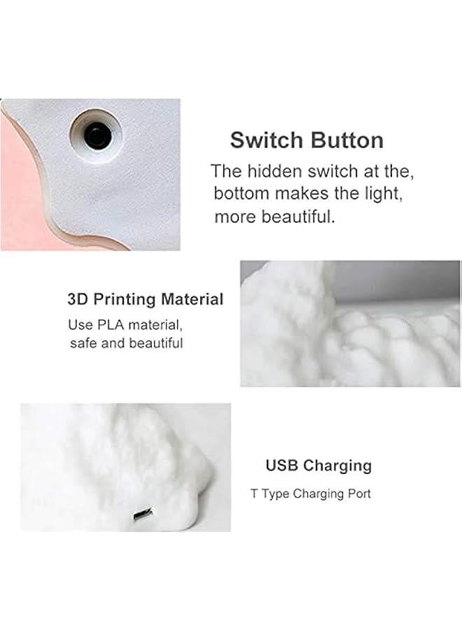 مصباح تنين النار، ضوء ليلي مطبوع بتقنية ثلاثية الأبعاد، ضوء LED على شكل قمر هدية للأولاد والبنات في غرفة النوم أو غرفة الأطفال مع شحن USB (فضي) - Image 3