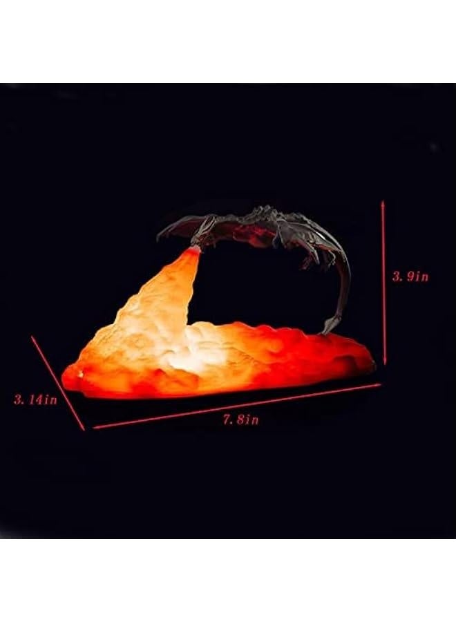 مصباح تنين النار، ضوء ليلي مطبوع بتقنية ثلاثية الأبعاد، ضوء LED على شكل قمر هدية للأولاد والبنات في غرفة النوم أو غرفة الأطفال مع شحن USB (فضي) - Image 5