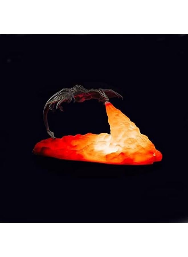 مصباح تنين النار، ضوء ليلي مطبوع بتقنية ثلاثية الأبعاد، ضوء LED على شكل قمر هدية للأولاد والبنات في غرفة النوم أو غرفة الأطفال مع شحن USB (فضي) - Image 2