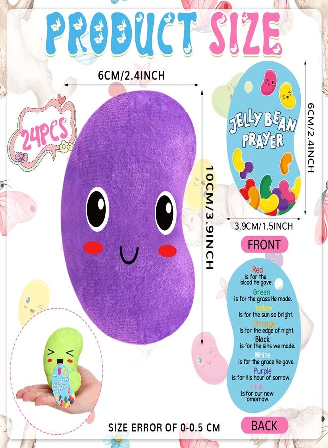 Mooliwe 24 Sets Easter Plush Jelly Beans with Prayer Card Soft Stuffed Easter Beans Bulk Religious Basket Filler Religious Gift for Kids Classroom Exchange Gifts Prizes Party Favors, 6 Colors - Image 2