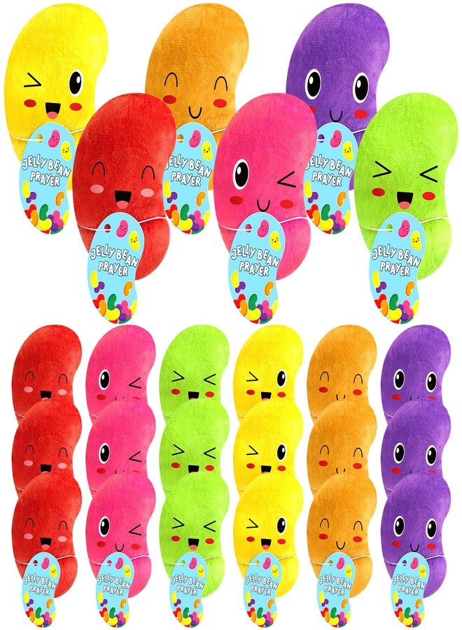 Mooliwe 24 Sets Easter Plush Jelly Beans with Prayer Card Soft Stuffed Easter Beans Bulk Religious Basket Filler Religious Gift for Kids Classroom Exchange Gifts Prizes Party Favors, 6 Colors - Image 1