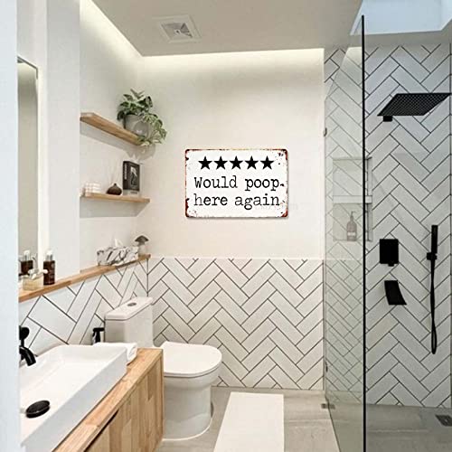 CrazySign Would Poop Here Again - Funny Five Star Rating Bathroom Sign Decor - Indoor Outhouse Bathroom Door Wall Art 8 x 12 Inch (221) - Image 5