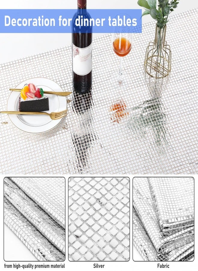 SmoothNovelty مفرش طاولة حفلات ديسكو من سموث نوفيلتي، مقاس 35 × 315 بوصة، مزين بترتر فضي لامع، مستوحى من موضة السبعينيات والثمانينيات، قماش لحفلات أعياد الميلاد وحفلات توديع العزوبية والرقص، 9 ياردات - Image 3