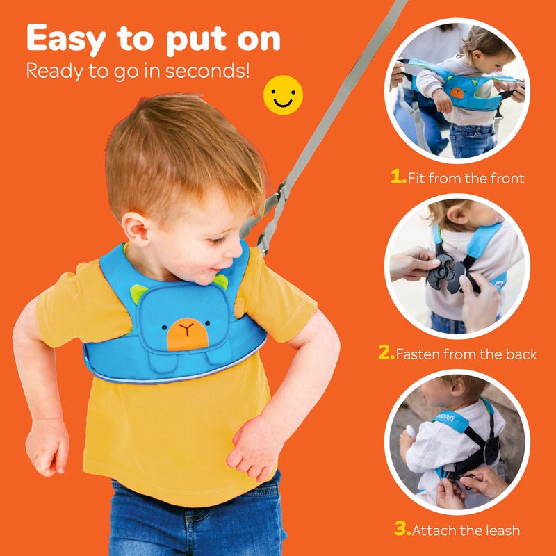 Trunki Toddler Leash - Fuss Free Toddler Walking Reins & Kids Safety Harness | Baby Leash for Kids - Bert Bear (Blue) - Image 5