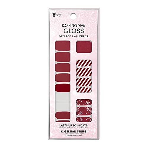 Dashing Diva Gloss Holiday Nail Strips Peppermint Marvel UV Free Chip Resistant Long Lasting Gel Nail Stickers 32 Wraps 1 Prep Pad 1 Nail File - Image 2