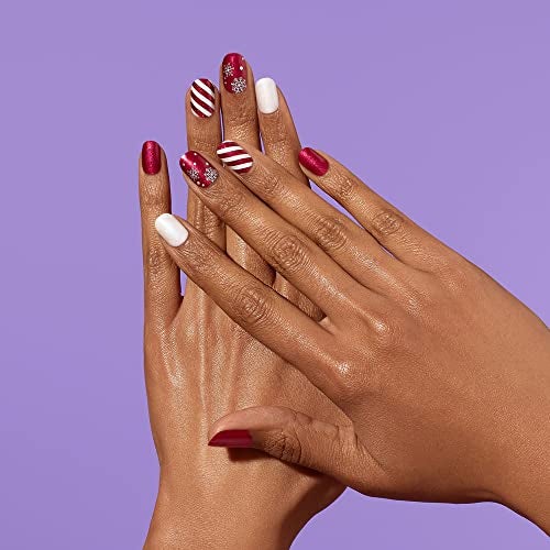 Dashing Diva Gloss Holiday Nail Strips Peppermint Marvel UV Free Chip Resistant Long Lasting Gel Nail Stickers 32 Wraps 1 Prep Pad 1 Nail File - Image 5