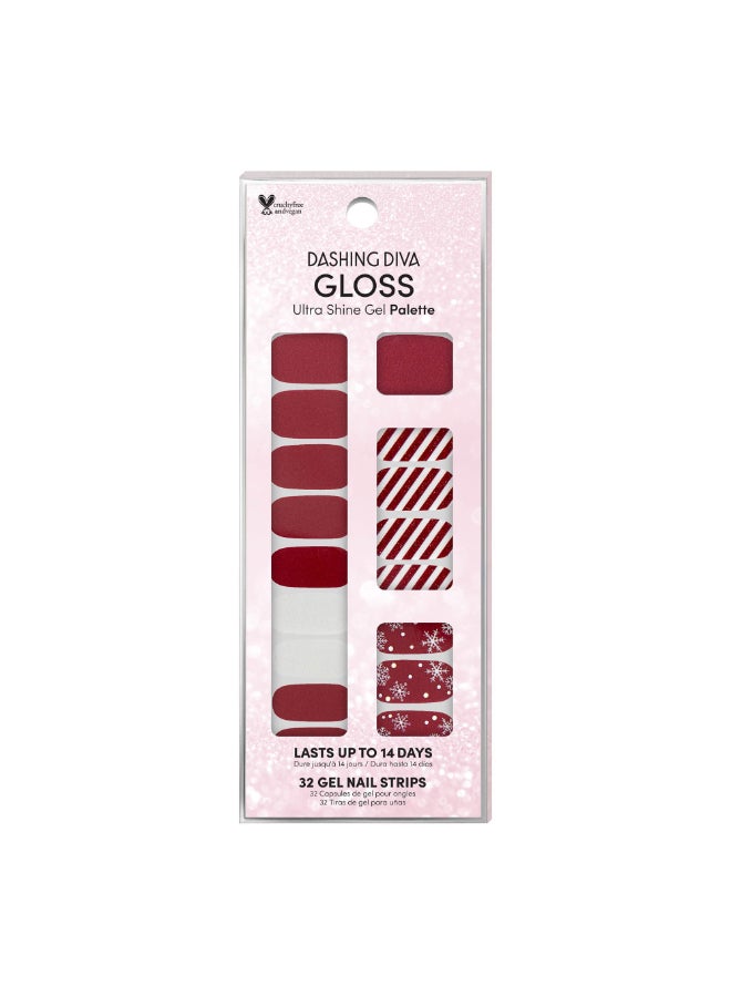 Dashing Diva Gloss Holiday Nail Strips Peppermint Marvel UV Free Chip Resistant Long Lasting Gel Nail Stickers 32 Wraps 1 Prep Pad 1 Nail File - Image 3