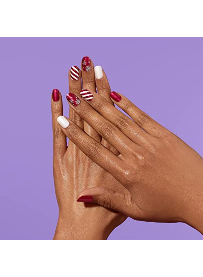 Dashing Diva Gloss Holiday Nail Strips Peppermint Marvel UV Free Chip Resistant Long Lasting Gel Nail Stickers 32 Wraps 1 Prep Pad 1 Nail File - Image 4