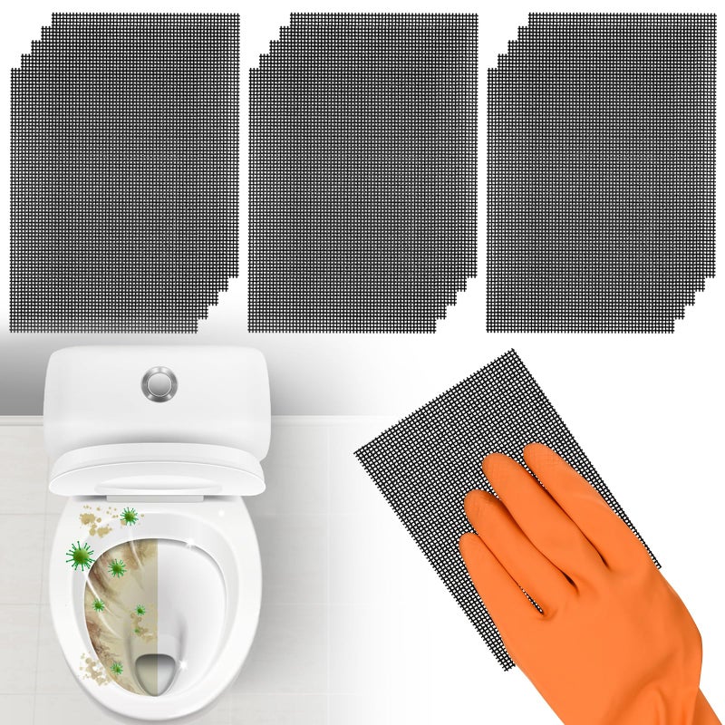 Yncotte Cleaning Screen 55x4 Inch Upgraded Toilet Cleaner Hard Water 15PCS Toilet Ring Remover Abrasive Grit Mesh Pads for Bowls Griddle Household Stain Calcium Deposits Carbon Rust Scrubber
