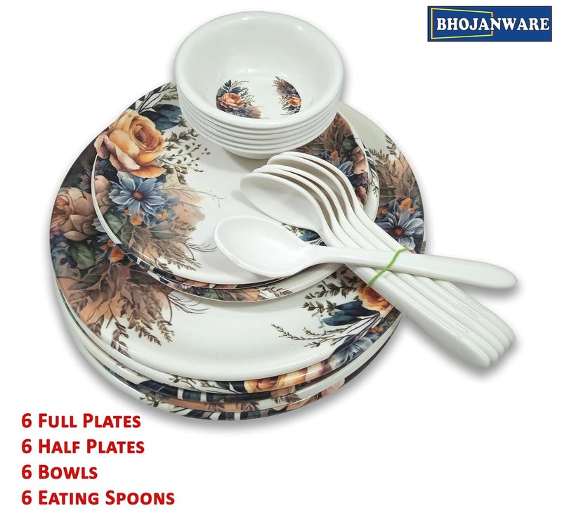 BHOJANWARE Perfect for Dinning24Piece Melamine Dinner Set Includes 6 Full Plates 6 Half Plates 6 Bowls and 6 Spoons - Image 4