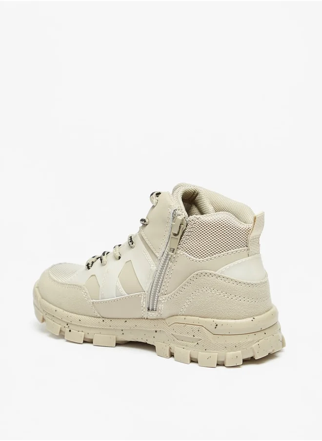 DUCHINI Boys Textured High-Cut Boots With Zip Closure