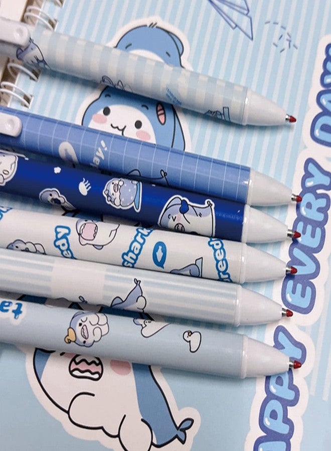 MOZXIRZ 6 Pcs Gel Ink Pens Cartoon Retractable Pens Cute Animal Pen 0.5mm Ballpoint Pen Office School Supplies for Girls (Shark) - Image 5