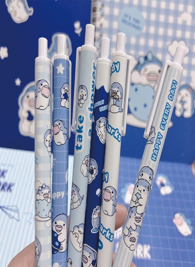 MOZXIRZ 6 Pcs Gel Ink Pens Cartoon Retractable Pens Cute Animal Pen 0.5mm Ballpoint Pen Office School Supplies for Girls (Shark) - Image 3