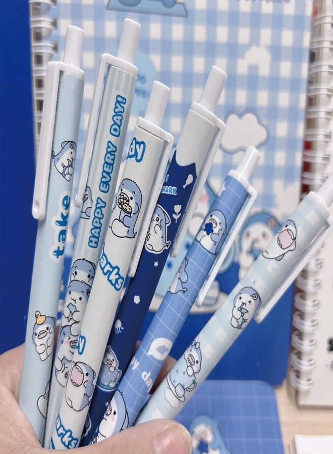 MOZXIRZ 6 Pcs Gel Ink Pens Cartoon Retractable Pens Cute Animal Pen 0.5mm Ballpoint Pen Office School Supplies for Girls (Shark) - Image 4