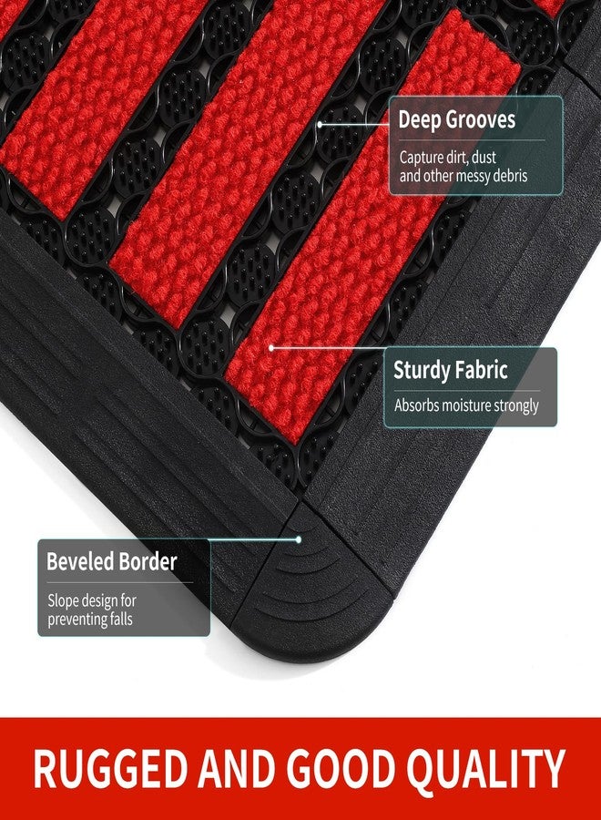 Linoows Heavy Duty Door Mat - DIY Interlocking Design, Dirt Trapper Front Doormat, 27.5x19.7 Inch All-Season Welcome Door Mats Non-Slip for Indoor Outdoor Entrance Home Commercial, Black & Red - Image 3