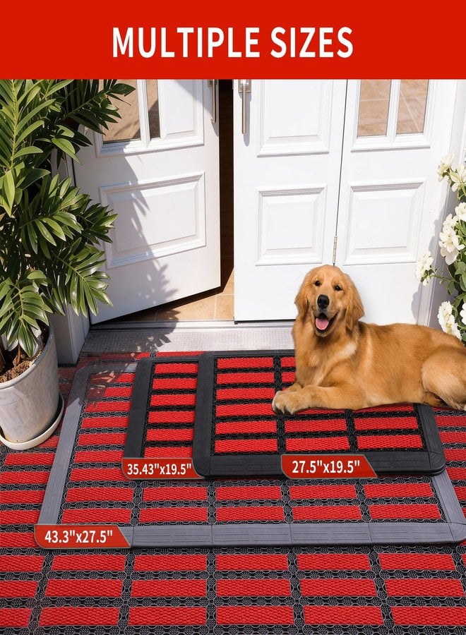 Linoows Heavy Duty Door Mat - DIY Interlocking Design, Dirt Trapper Front Doormat, 27.5x19.7 Inch All-Season Welcome Door Mats Non-Slip for Indoor Outdoor Entrance Home Commercial, Black & Red - Image 5