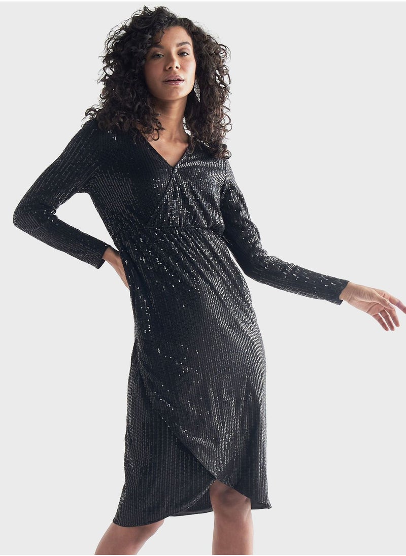 FAV - Embellished V-Neck Dress - Image 1