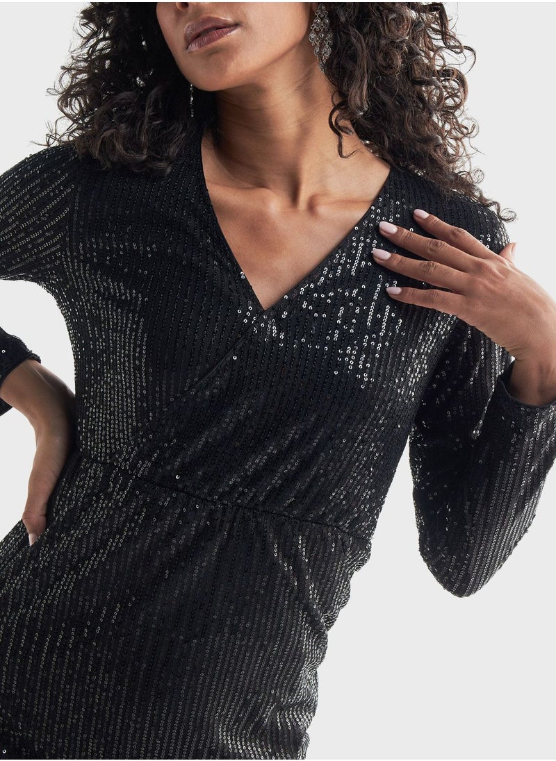FAV - Embellished V-Neck Dress - Image 1