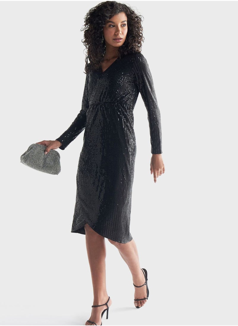 FAV - Embellished V-Neck Dress - Image 1