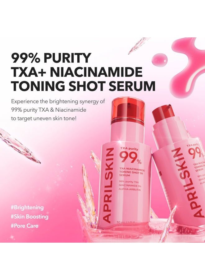 APRILSKIN سيروم الوجه TXA Niacinamide Toning Shot 99 Spicule｜سيروم معزز للبشرة للتفتيح والعناية بالمسام｜99% حمض ترانيكساميك عالي النقاء 3% + نياسيناميد 5%｜العناية بالبشرة الكورية｜1.01 أونصة سائلة. - Image 2