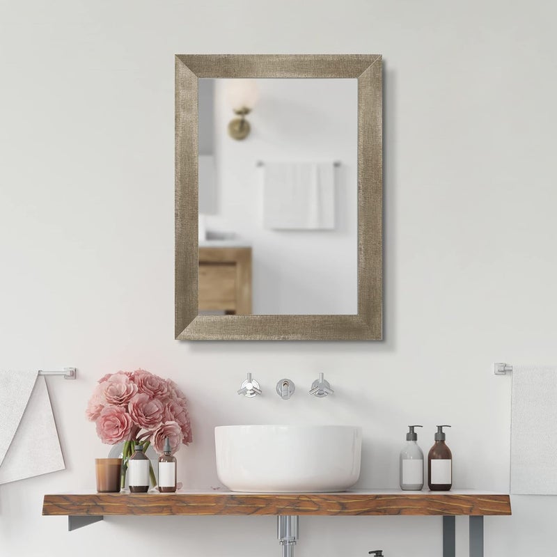 HomeTown Carnival Ps Textued Frame Wall Mirror 55x75Cm in Champagne Gold Colour - Image 2