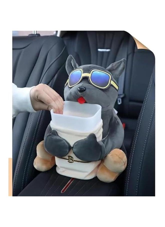 HOOKOR - Multifunctional Deluxe Car Trash Can and Storage Box,Cute Car Tissue Box, Creative Animal Cartoon Tissue Box Decorative Organizer for Car Home, Dog - Image 1