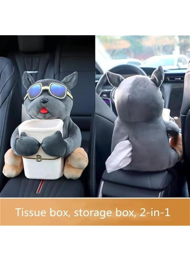 HOOKOR - Multifunctional Deluxe Car Trash Can and Storage Box,Cute Car Tissue Box, Creative Animal Cartoon Tissue Box Decorative Organizer for Car Home, Dog - Image 1