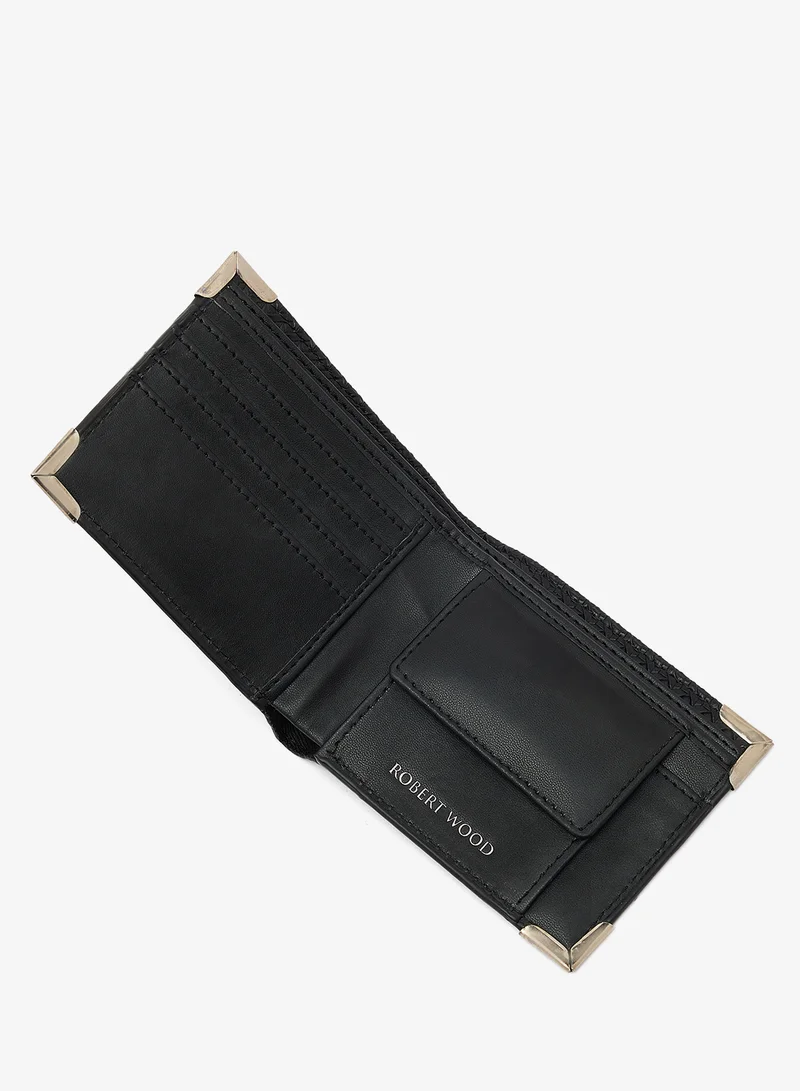 Robert Wood  Classic textured Bifold leatherette Wallet with metal corner for Men | Best Price UAE
