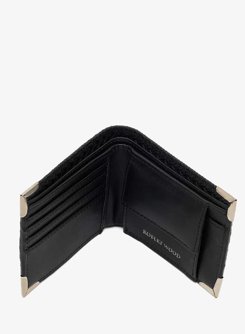 Robert Wood  Classic textured Bifold leatherette Wallet with metal corner for Men | Best Price UAE
