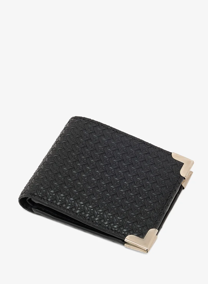 Robert Wood  Classic textured Bifold leatherette Wallet with metal corner for Men | Best Price UAE