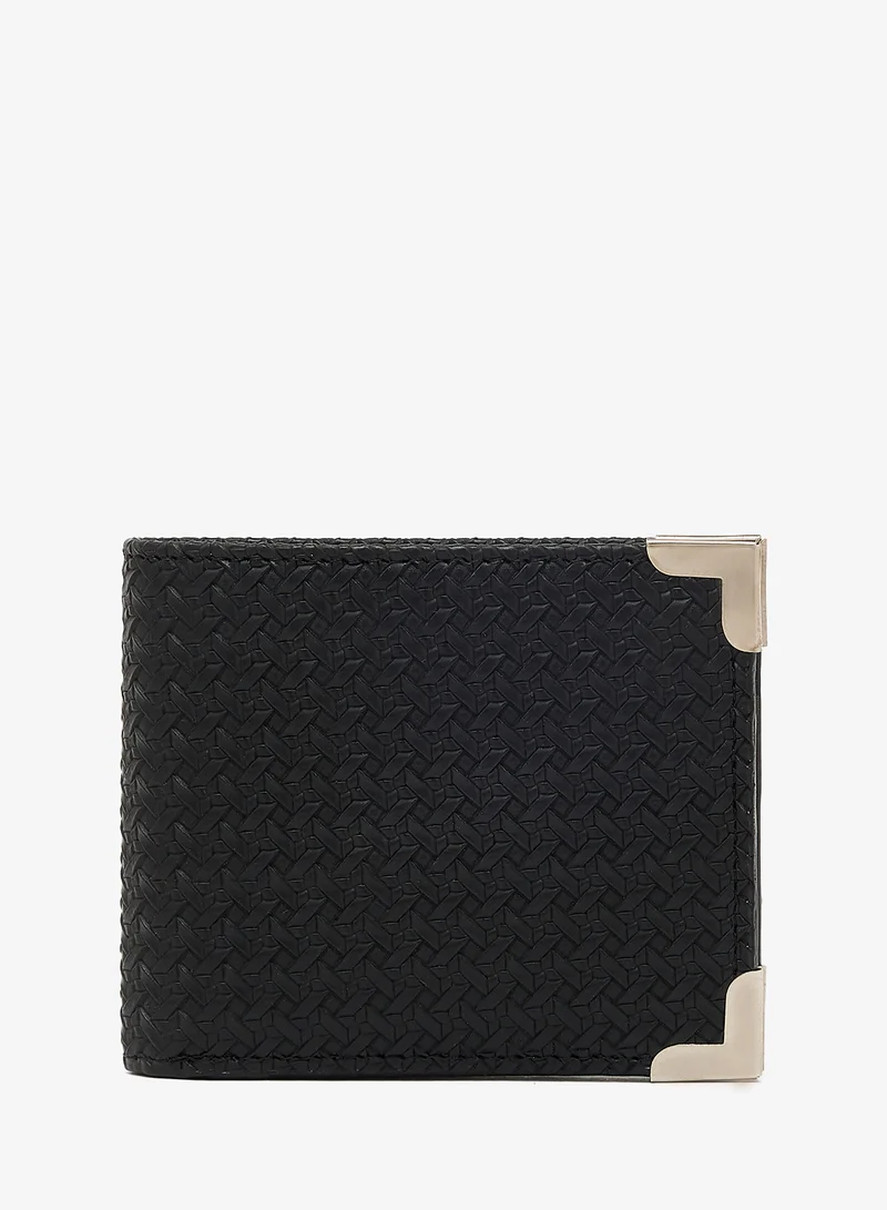 Classic textured Bifold leatherette Wallet with metal corner