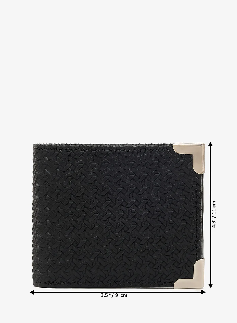 Robert Wood  Classic textured Bifold leatherette Wallet with metal corner for Men | Best Price UAE
