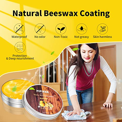 PIPIHUA Beeswax Polish and Conditioner for Wood Furniture - Waterproof & Restorer Wood Wax, Multipurpose Beeswax Furniture Polish and Cleaner for All Types and Colours, Lemon(100g with Sponge) - Image 3