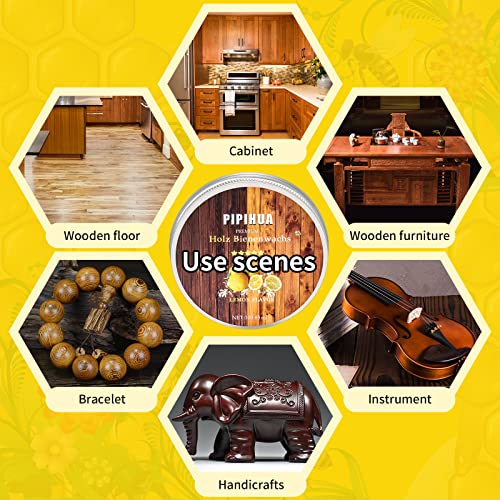 PIPIHUA Beeswax Polish and Conditioner for Wood Furniture - Waterproof & Restorer Wood Wax, Multipurpose Beeswax Furniture Polish and Cleaner for All Types and Colours, Lemon(100g with Sponge) - Image 5