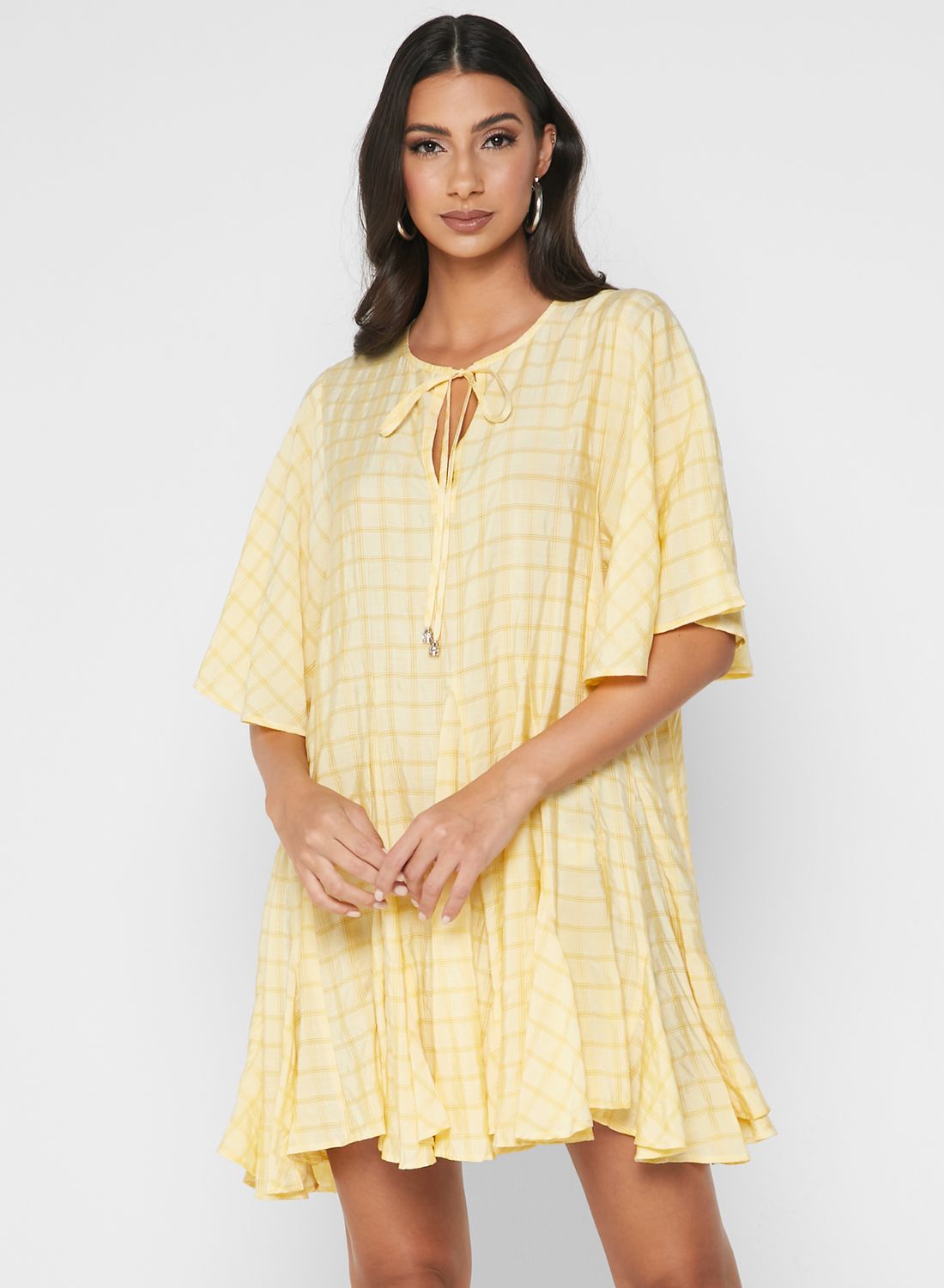 tie neck skater dress