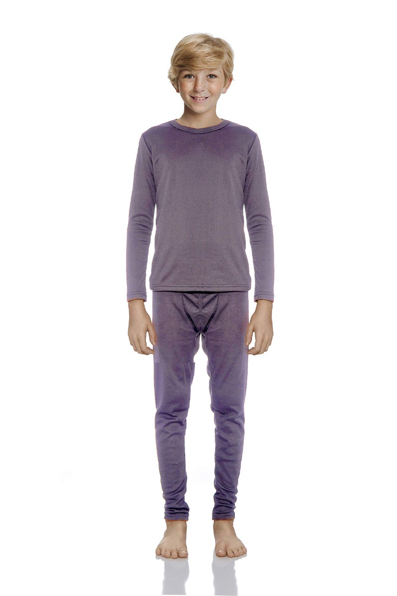Rocky Thermal Underwear for Boys Cotton Knit Thermals Kids Base Layer Long John Pajamas Set Plum Medium