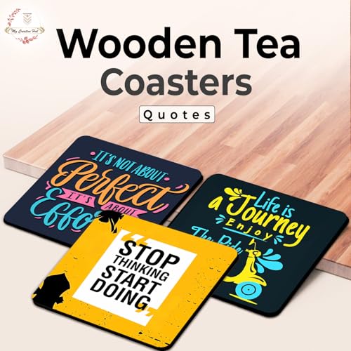 My Creative Hut Tea Coasters Set of 6, Beautiful Design with Stand for Tea Cups, Coffee Mugs, and Glasses, Ideal for Diwali Gifting (Inspirational Quotes) - Image 2