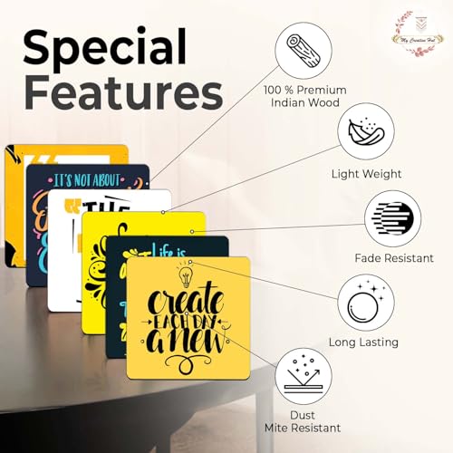 My Creative Hut Tea Coasters Set of 6, Beautiful Design with Stand for Tea Cups, Coffee Mugs, and Glasses, Ideal for Diwali Gifting (Inspirational Quotes) - Image 4