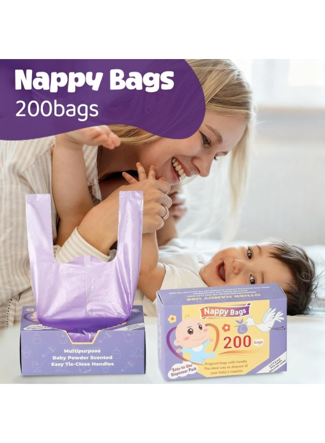0TO1 TECH Baby Diaper Disposal Bags, 200pcs Scented Portable Trash Bags Disposable,Leak Proof & Odor Resistant,Travel Waste Bags Durable Plastic for Diaper Waste,Travel,Camping,Dog Poop Bags & Adult Incontinen - Image 3