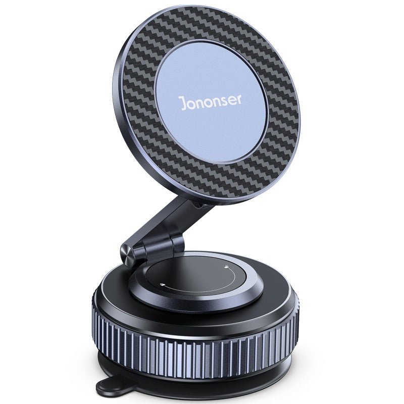 Jononser Suction Phone Mount for Car Dashboard/Windshield - 360Â°Adjustable Magnetic Phone Holder for Car, Foldable Car Phone Holder for iPhone 17/16/15/14/13/12 Series (Carbon Fiber & Aluminum Alloy) - Image 1