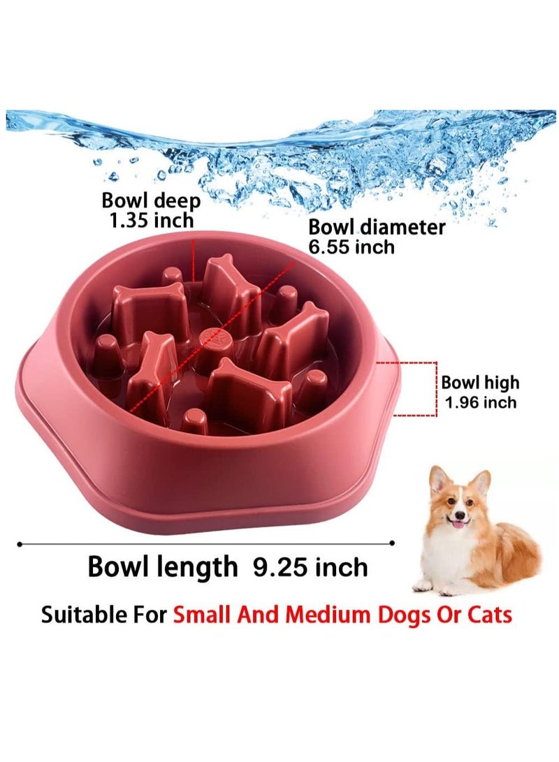 1Pc Slow Feeder Dog Bowl Anti Gulping Healthy Eating Interactive Bloat Stop Fun Alternative Non Slip Dog Slow Food Feeding Pet Bowl Slow Eating Healthy Design for Small Medium Size Dogs (Red) - Image 2