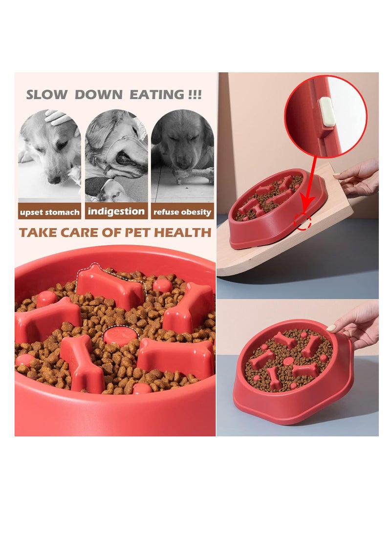 1Pc Slow Feeder Dog Bowl Anti Gulping Healthy Eating Interactive Bloat Stop Fun Alternative Non Slip Dog Slow Food Feeding Pet Bowl Slow Eating Healthy Design for Small Medium Size Dogs (Red) - Image 5