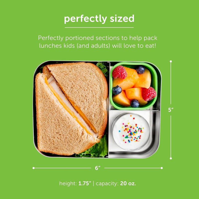 LunchBots Medium Trio II Snack Container - Divided Stainless Steel Food Container - 3 Sections for Snacks On the Go, Dishwasher Safe - Stainless Steel - Image 4
