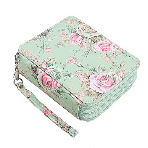 Lbxgap Rose Colored Pencil Organizer - 72 Slot Case with Zipper for Watercolor Pens, Markers and More - Image 1