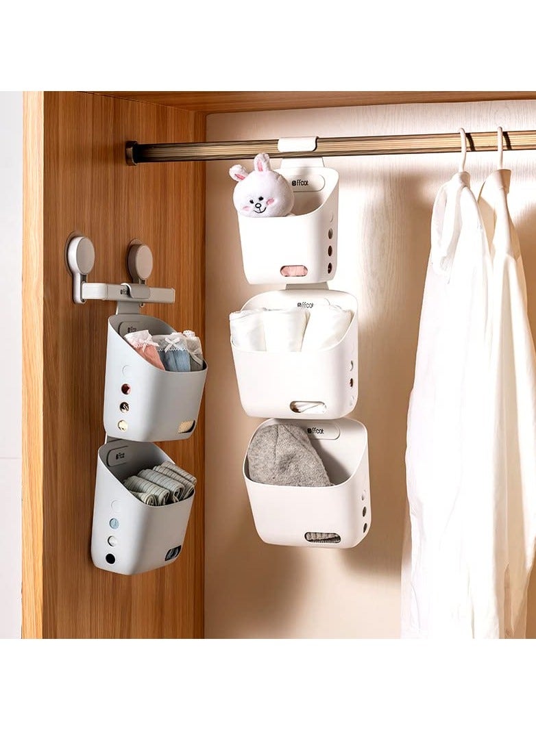 KASTWAVE 2 Pack Plastic Hanging Cup Holders, Rolling Cart Organizer Accessories, Trolley Basket Storage Hanging Bucket for Bathroom Kitchen, Gray - Image 4