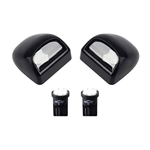 HERCOO LED License Plate Light Lamp Lens White Bulbs Black Rear Housing Compatible with 1999 after Silverado Sierra Avalanche Suburban Escalade Yukon GMC Cadillac Truck Step Bumper, Pack of 2 - Image 1