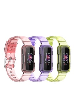 SYOSI Replacement Strap, Compatible with Fitbit Ace 3/Ace 2/Luxe/Inspire Bands for Kids, Silicone Wristband Waterproof Adjustable Bracelet Watch Band for Fitbit Ace 3 Boys Girls Pink/Yellow/Purple  - Image 1