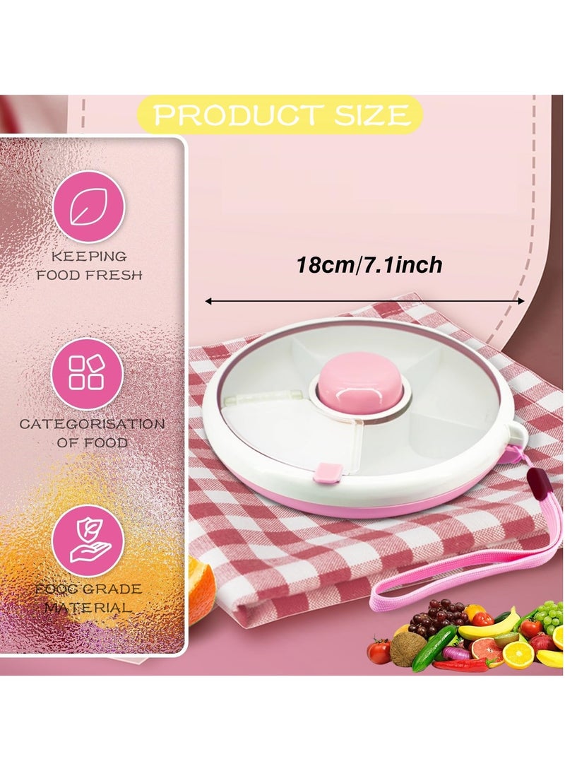 بيوينتي بوينتي صندوق الوجبات الخفيفة للأطفال,حاوية الوجبات الخفيفة الدوارة 360 درجة,الوجبات الخفيفة الدوارة التخزين مع 5 موزع المقصورة والغطاء,صندوق الوجبات الخفيفة القابلة لإعادة الاستخدام منظم الفاكهة الدوارة للسفر المنزلي - Image 2