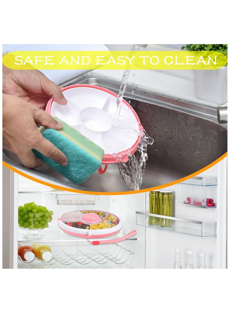 بيوينتي بوينتي صندوق الوجبات الخفيفة للأطفال,حاوية الوجبات الخفيفة الدوارة 360 درجة,الوجبات الخفيفة الدوارة التخزين مع 5 موزع المقصورة والغطاء,صندوق الوجبات الخفيفة القابلة لإعادة الاستخدام منظم الفاكهة الدوارة للسفر المنزلي - Image 3